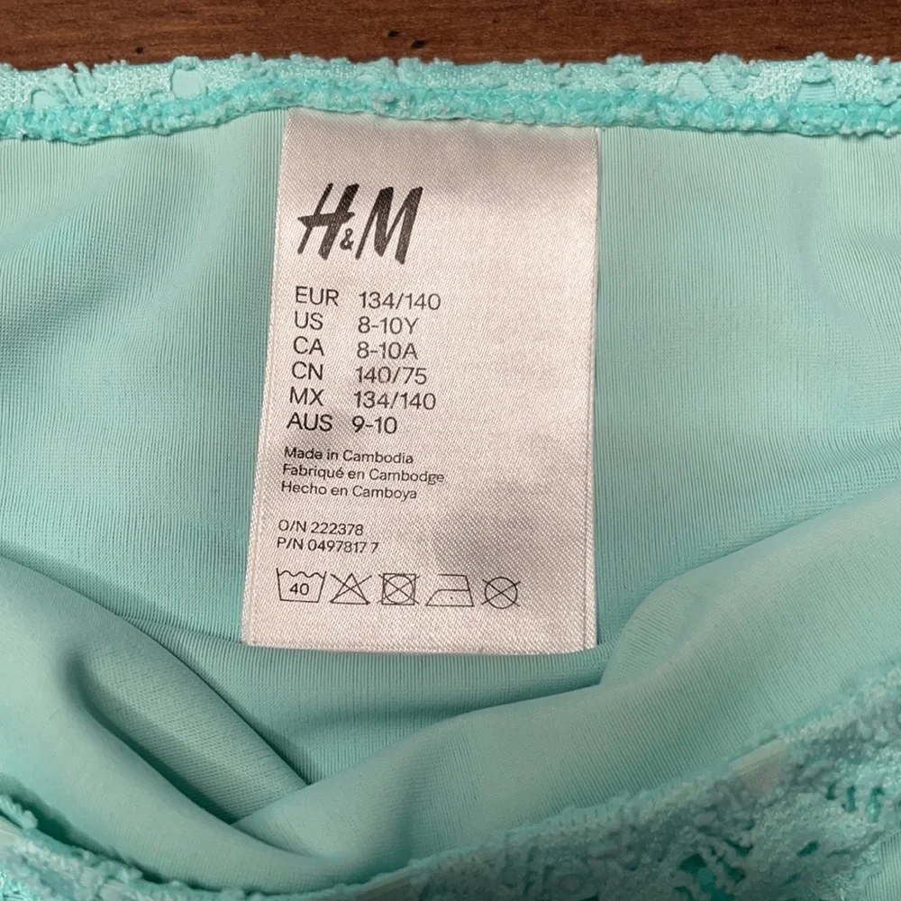 H&M teal bikini size 8-10y crochet style boho‎